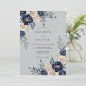Navy Blue Majestic Winter Wedding Kaart (Staand voorkant)