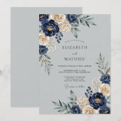 Navy Blue Majestic Winter Wedding Kaart (Voorkant / Achterkant)