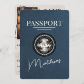 Navy Blue Maldives Passport Bewaar de datum Save The Date (Voorkant / Achterkant)