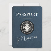 Navy Blue Maldives Passport Bewaar de datum Save The Date (Voorkant)