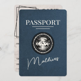 Navy Blue Maldives Passport Bewaar de datum Save The Date