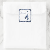 Navy Blue Mam en Baby Giraffe Vierkante Sticker (Tas)