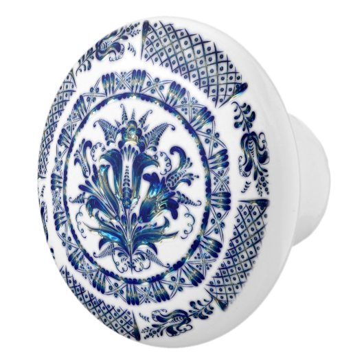 Navy Blue Mandala Design Keramische Knop (Rechts)