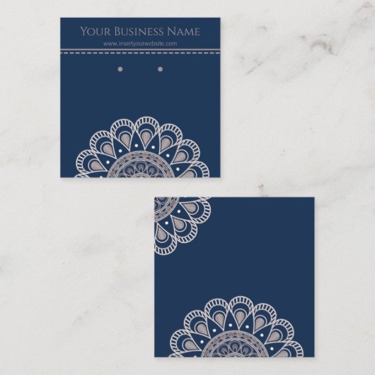 Navy Blue Mandala, Kaarten voor beeldscherm Vierkante Visitekaartje (Voorkant / Achterkant)