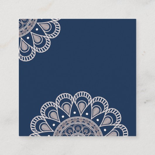 Navy Blue Mandala, Kaarten voor beeldscherm Vierkante Visitekaartje (Achterkant)