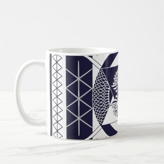 Navy Blue Mandala Koffiemok (Links)