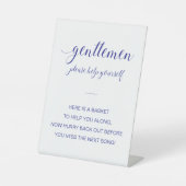 Navy Blue Mannen Bathroom Basket Weddenschap Reclamebord Met Voetstuk (Voorkant)