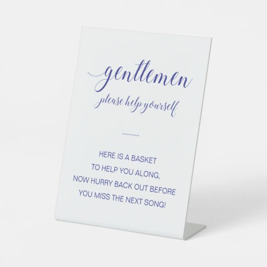 Navy Blue Mannen Bathroom Basket Weddenschap Reclamebord Met Voetstuk (Voorkant)