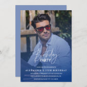 Navy blue Mannen Foto 37e verjaardagsfeest Kaart (Voorkant / Achterkant)