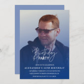 Navy blue Mannen Foto 66e verjaardagsfeest Kaart (Voorkant / Achterkant)
