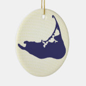 Navy Blue Map of Nantucket Island, Massachusetts Keramisch Ornament (Rechts)