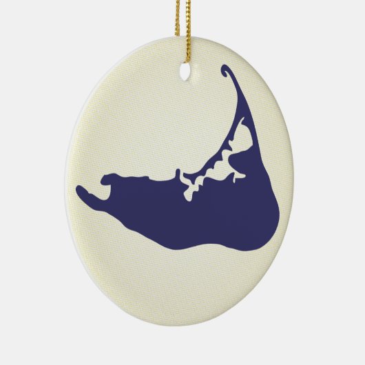 Navy Blue Map of Nantucket Island, Massachusetts Keramisch Ornament (Rechts)