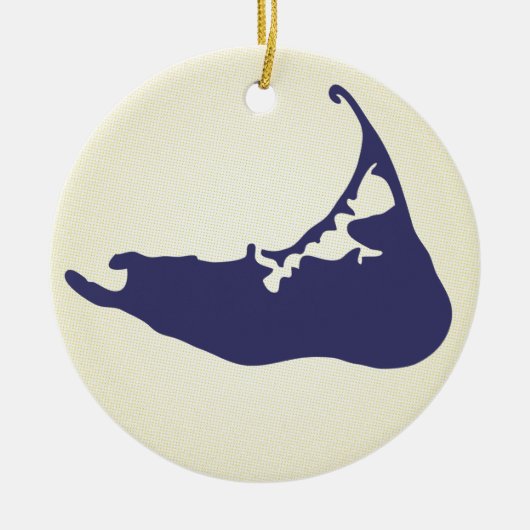Navy Blue Map of Nantucket Island, Massachusetts Keramisch Ornament (Voorkant)
