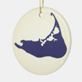 Navy Blue Map of Nantucket Island, Massachusetts Keramisch Ornament (Links)