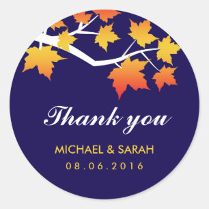 Navy Blue Maple Leaves Bedankt Sticker