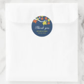 Navy Blue Maple Leaves Wedding Bedankt Sticker (Tas)