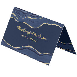 Navy Blue Marble Agate Geode Gold Glitter Visitekaartje