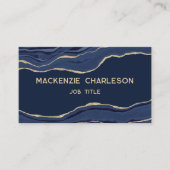 Navy Blue Marble Agate Gold Glitter Elegant Visitekaartje (Voorkant)