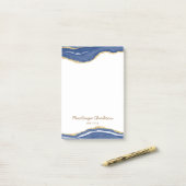 Navy Blue Marble Agate Gold Glitter , gepersonalis Post-it® Notes (Op bureau)