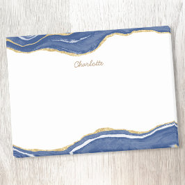 Navy Blue Marble Agate Gold Glitter , gepersonalis Post-it® Notes