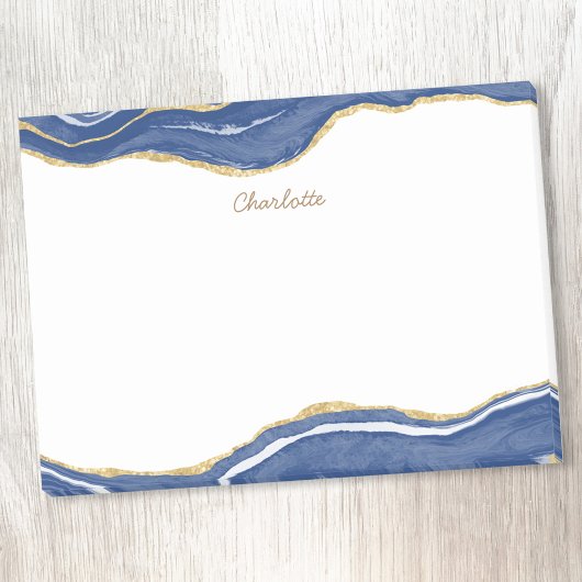 Navy Blue Marble Agate Gold Glitter , gepersonalis Post-it® Notes