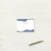 Navy Blue Marble Agate Gold Glitter , gepersonalis Post-it® Notes (Op bureau)