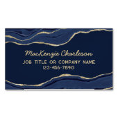 Navy Blue Marble Agate Gold Glitter Magnetisch Visitekaartje (Voorkant)