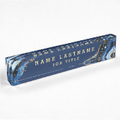 Navy Blue Marble Agate Gold Glitter Professional Naambordje