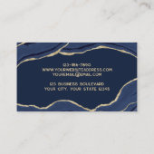 Navy Blue Marble Agate Gold Glitter Visitekaartje (Achterkant)