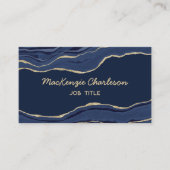 Navy Blue Marble Agate Gold Glitter Visitekaartje (Voorkant)