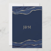 Navy Blue Marble Agate Gold Glitter Wedding Kaart (Achterkant)