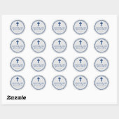 Navy Blue Marble Baptism Favor Ronde Sticker (Vel)