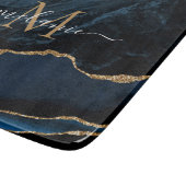 Navy Blue Marble Custom Naam Letter Snijplank (Hoek)