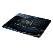 Navy Blue Marble Custom Naam Letter Snijplank (Hoek)