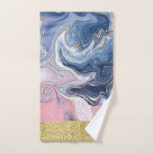 Navy Blue Marble Gold Glitter Elegant Chic Bad Handdoek (Handdoek)