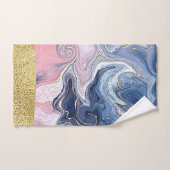 Navy Blue Marble Gold Glitter Elegant Chic Bad Handdoek (Handdoek)