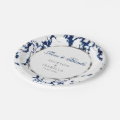 Navy Blue Marble, Silver en White Papieren Bordje (Gekanteld)
