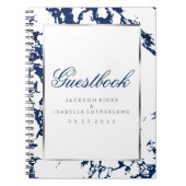 Navy Blue Marble, Silver & White - Guest Book Notitieboek (Voorkant)