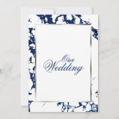 Navy Blue Marble, Silver & White Invitation Kaart (Achterkant)