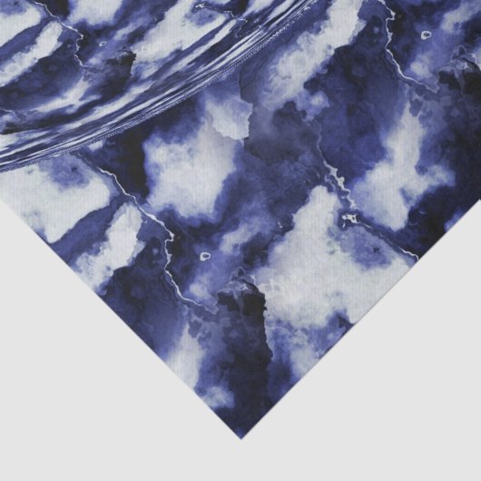 Navy Blue Marble Stone Calming Tissuepapier (Detail)