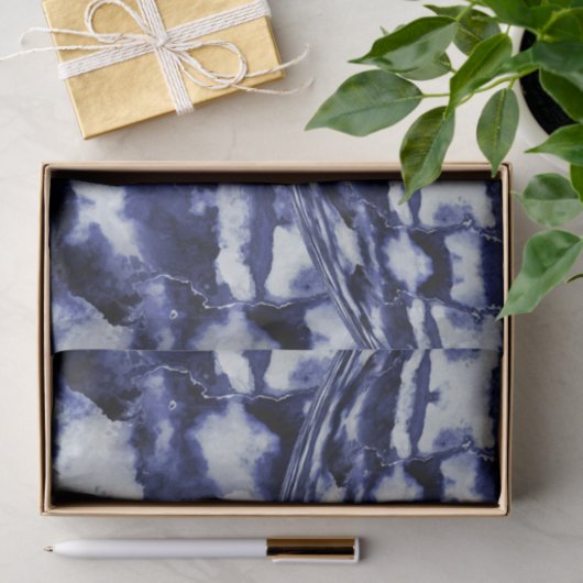 Navy Blue Marble Stone Calming Tissuepapier (Geschenk)