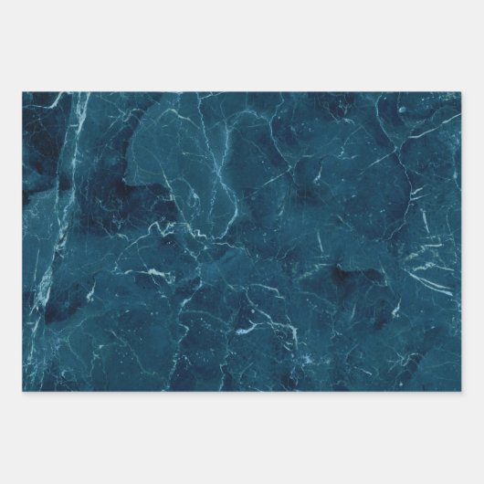 Navy Blue Marble Texture Inpakpapier Vel (Voorkant 2)