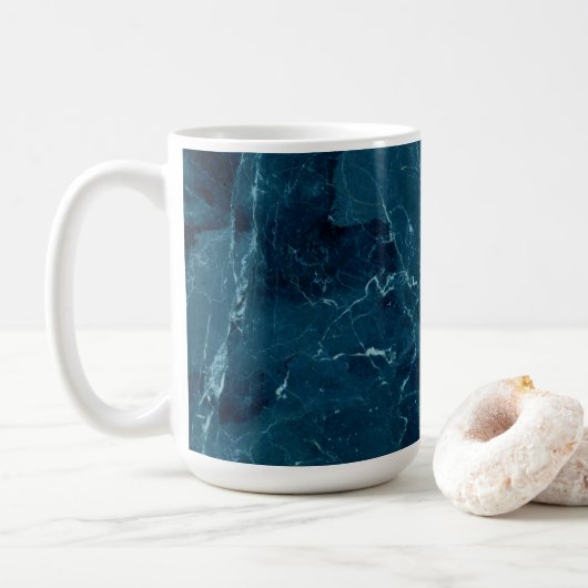 Navy Blue Marble Texture Koffiemok (Met donut)