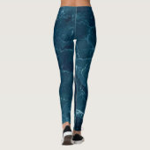 Navy Blue Marble Texture Leggings (Achterkant)