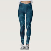 Navy Blue Marble Texture Leggings (Voorkant)