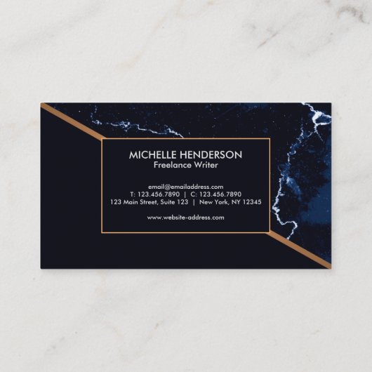 Navy Blue Marble Visitekaartje (Achterkant)