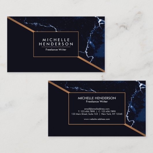 Navy Blue Marble Visitekaartje (Voorkant / Achterkant)