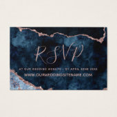Navy Blue Marble Wedding Website RSVP Kaarten invo Visitekaartje (Voorkant)