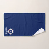 Navy Blue Maritiem Reddingsboei Monogram Bad Handdoek (Handdoek)