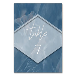 Navy blue marmer geometrische romantische kalligra kaart